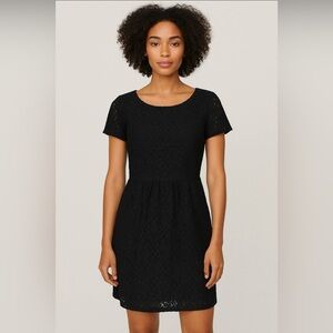 Vila Black Floral Lace Detail Mini Dress